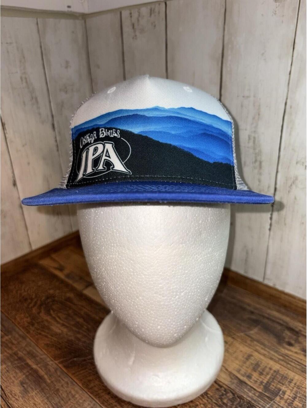 Oskar Blues IPA Brewery Hat Trucker Snapback Mesh Blue White Beer Brewer Blues